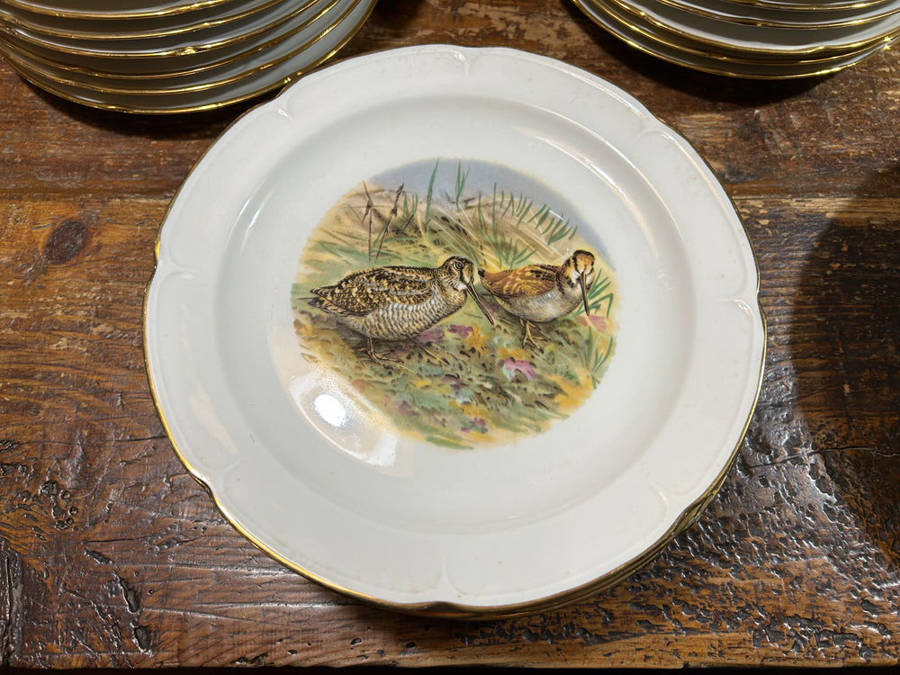 24 assiettes plates porcelaine Vierzon décors gibiers réf 4161