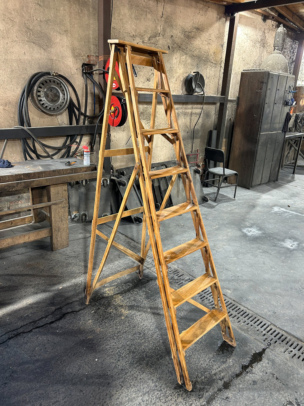 Ancienne Echelle de peintre 8 marches 1960 Réf 4371