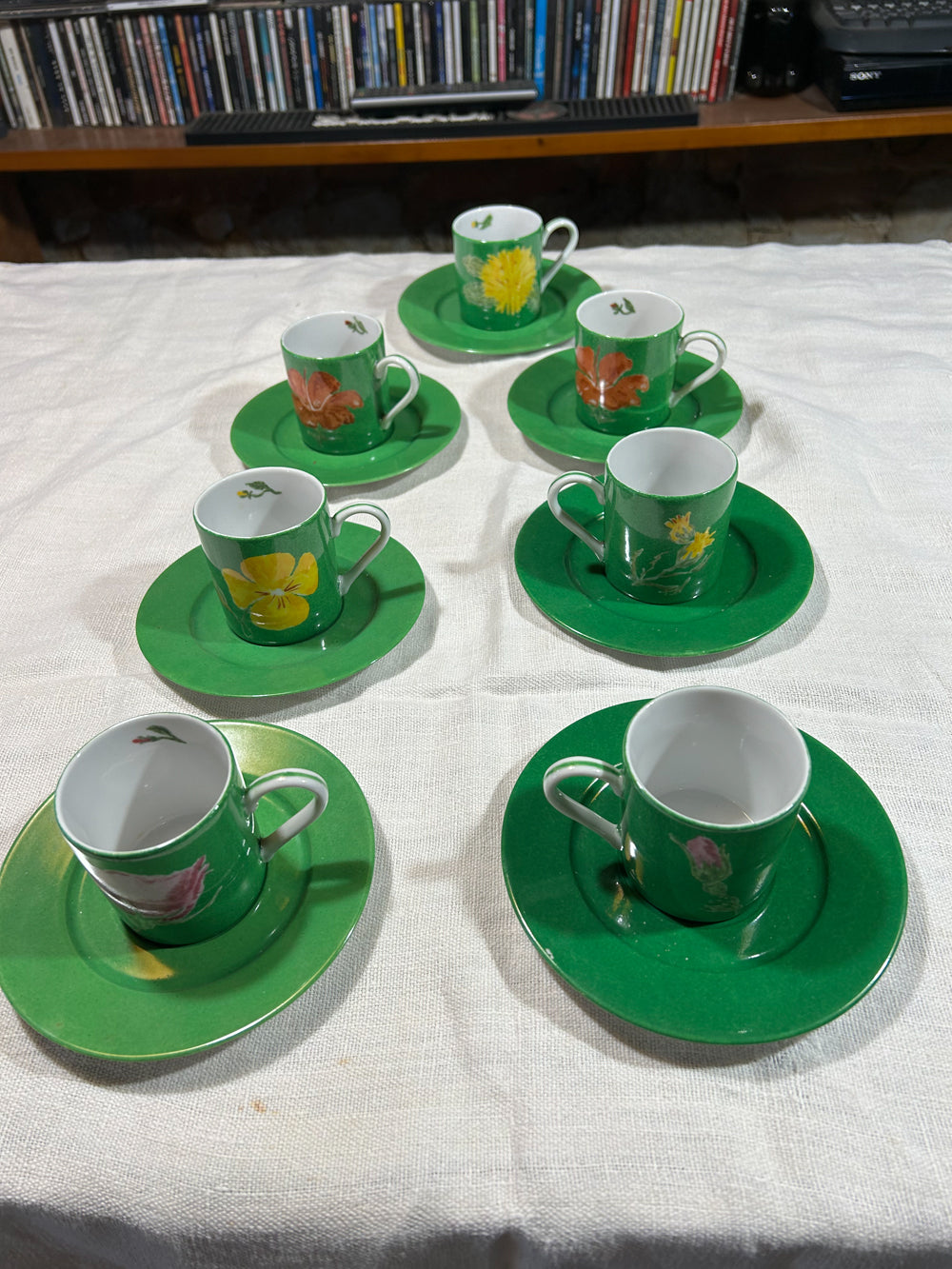 Service café faïence peint main Réf 4178