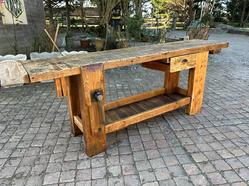 Jouet Ancien Établi De Menuisier En Bois Avec Outils - Occasion