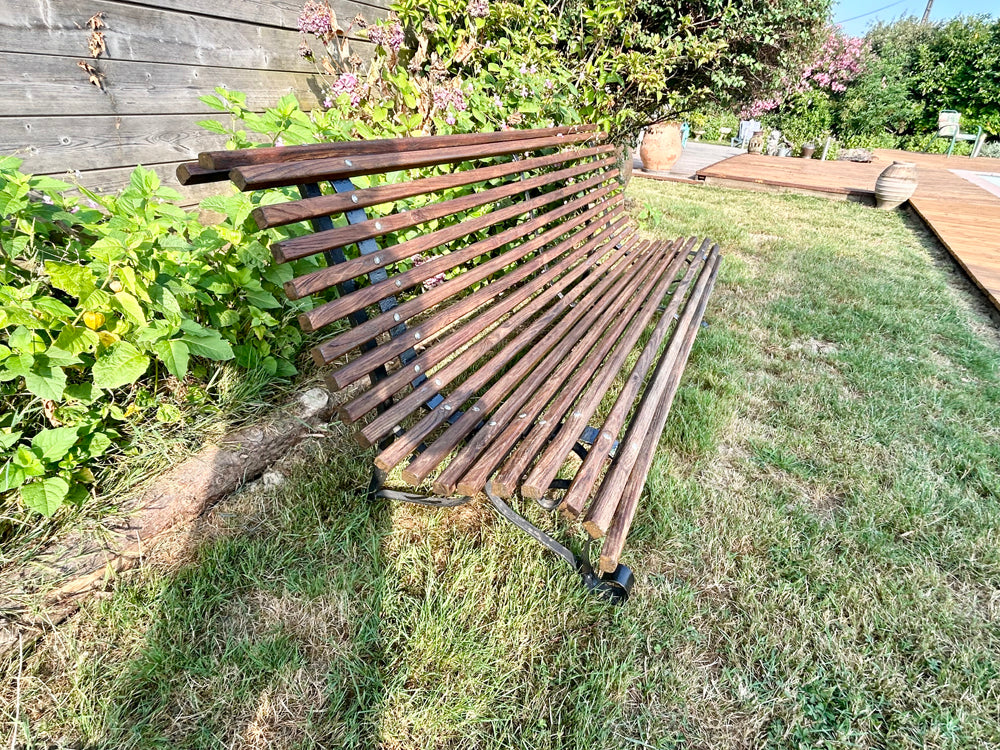 Banc de jardin mètal et bois 1980 Réf 4527