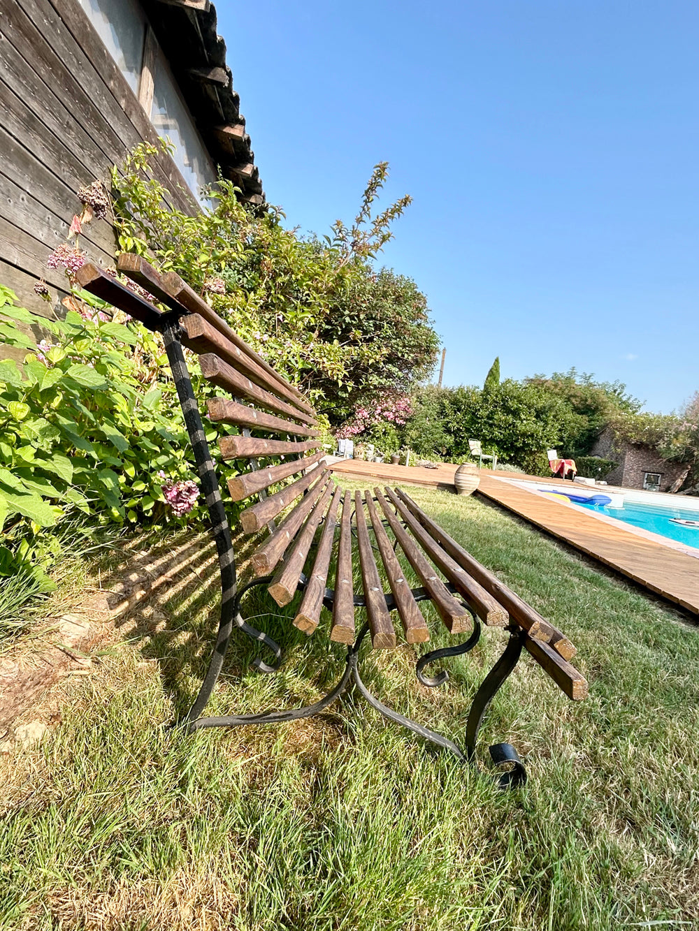 Banc de jardin mètal et bois 1980 Réf 4527