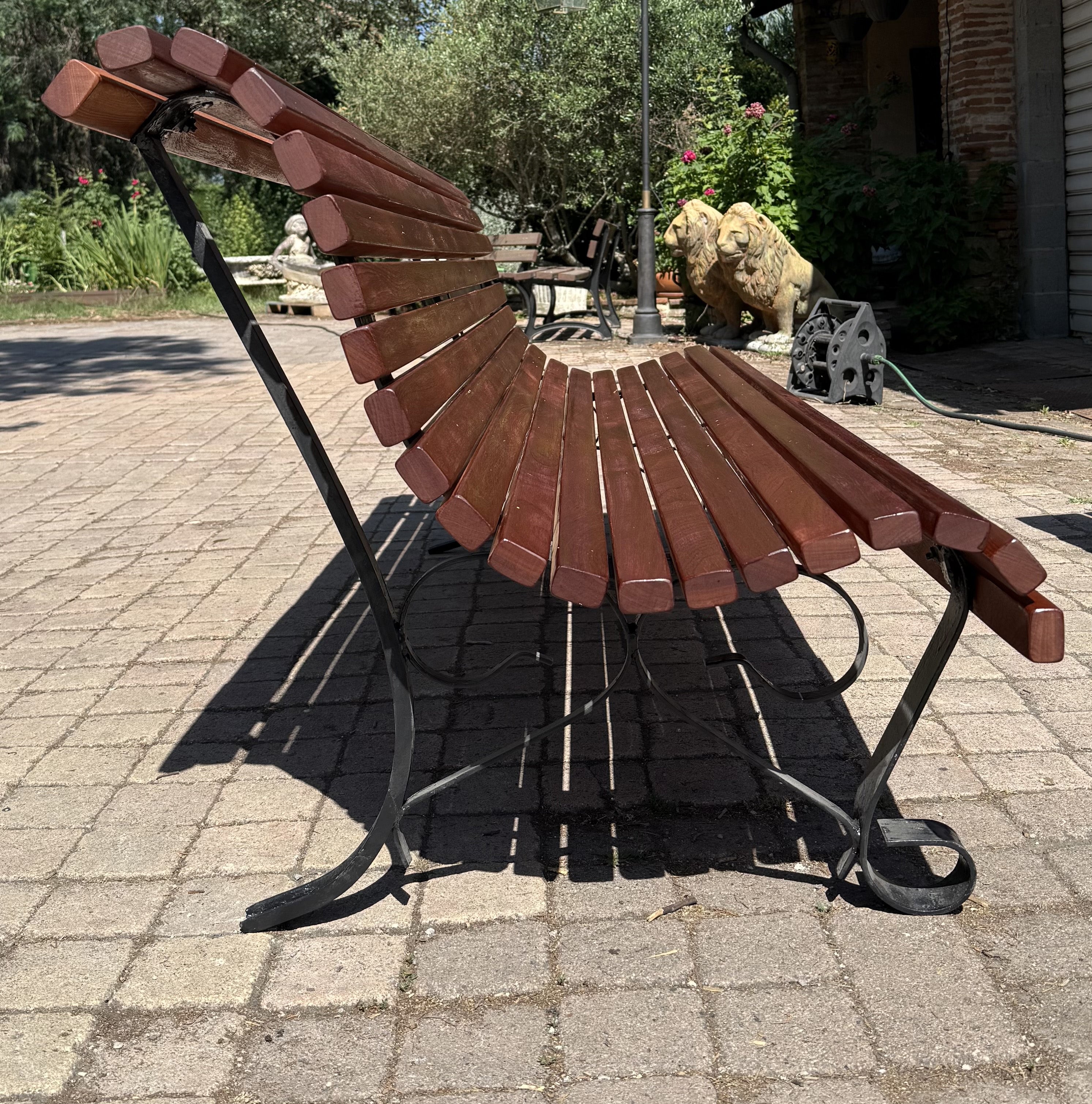 Banc piètement Rosace fer forgé 1950 - RF4715