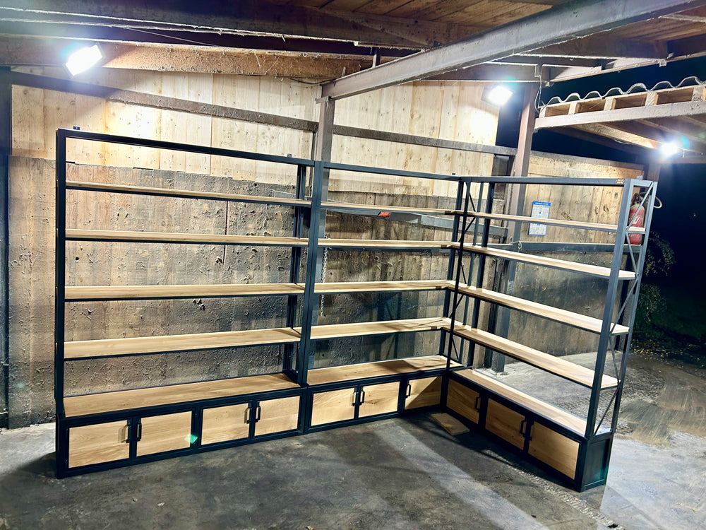 Bibliothèque d'angle métal et chêne création Prix de basse 7000€ Réf 4188