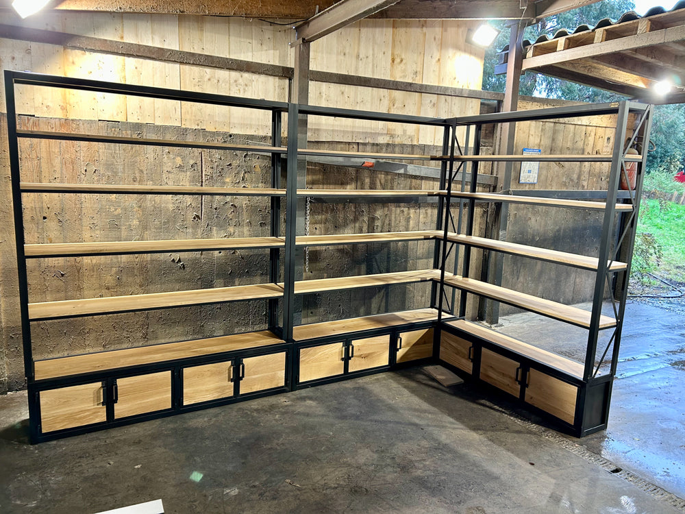 Bibliothèque d'angle métal et chêne création Prix de basse 7000€ Réf 4188