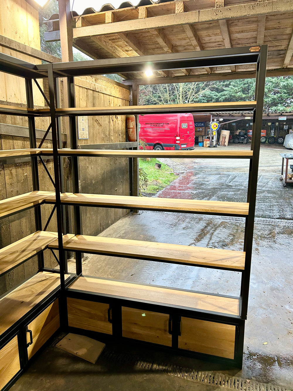 Bibliothèque d'angle métal et chêne création Prix de basse 7000€ Réf 4188