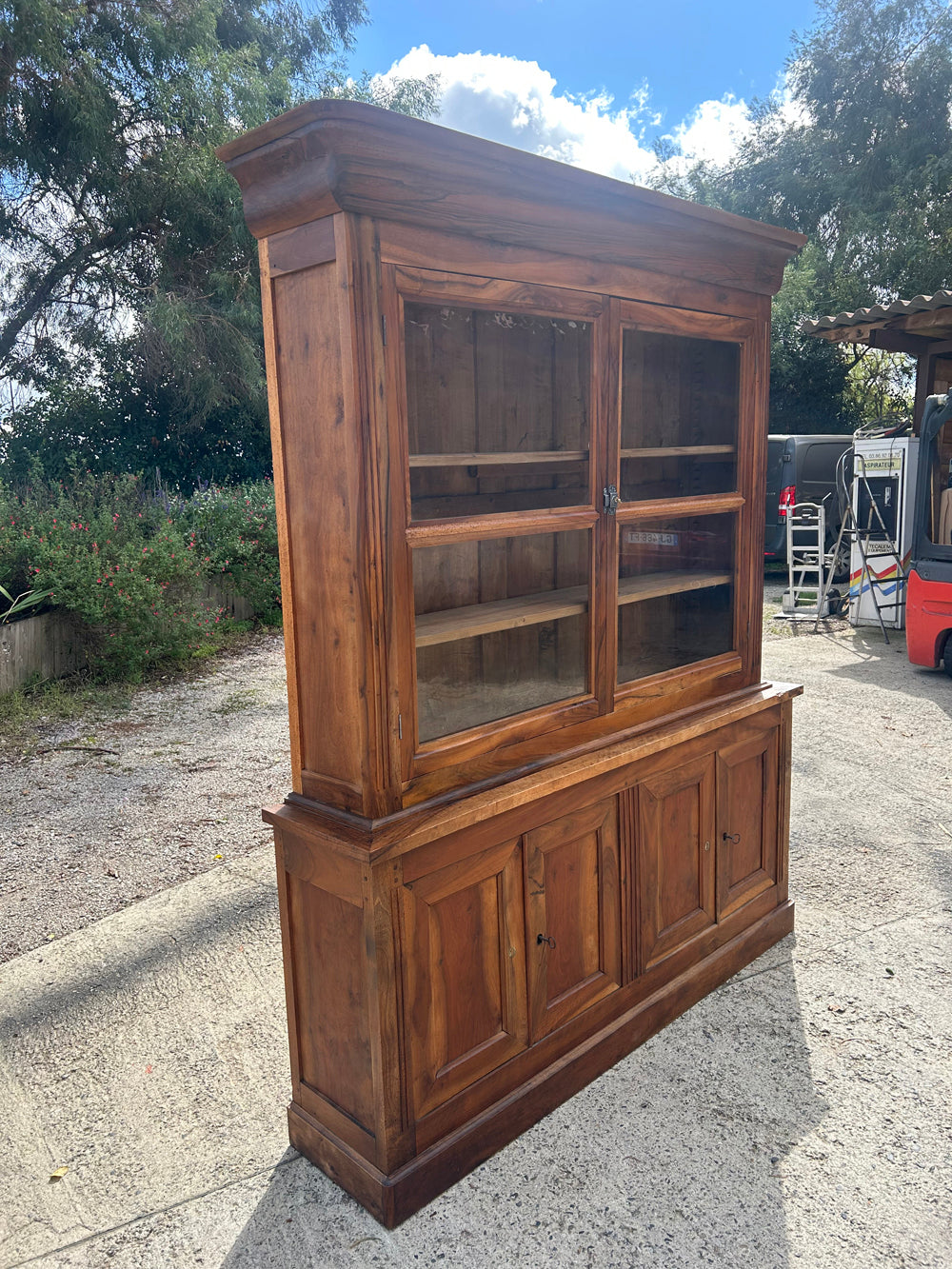 Bibliothèque de Mairie Vintage Noyer Massif Fin 19ème - Réf 4562