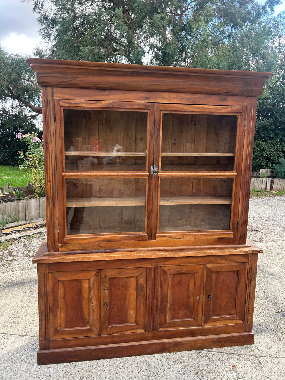 Bibliothèque de Mairie Vintage Noyer Massif Fin 19ème - Réf 4562