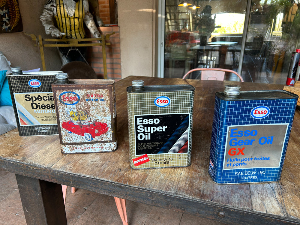 Bidon d'huile ESSO vintage lot de 4 Réf 4152