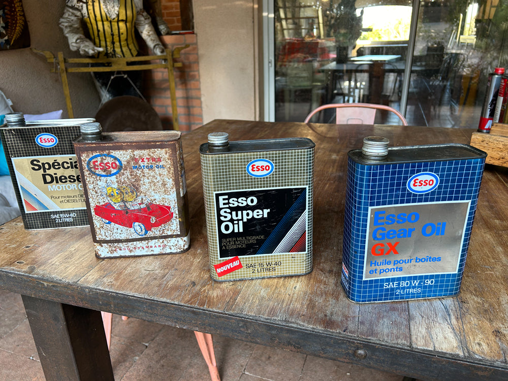 Bidon d'huile ESSO vintage lot de 4 Réf 4152