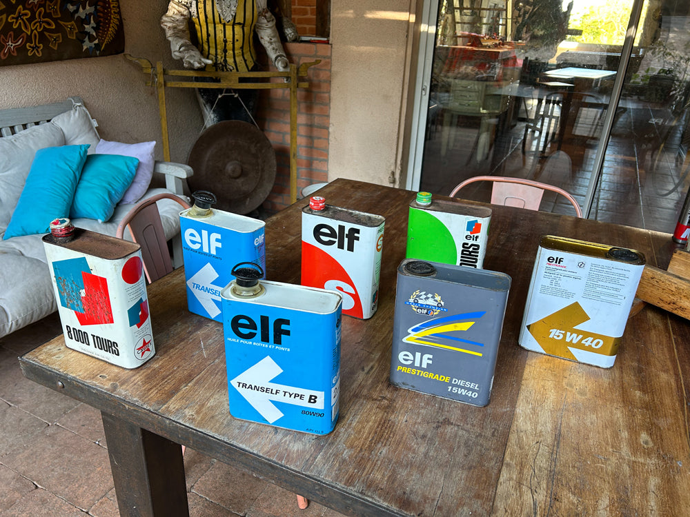 Bidons huile ELF vintage Lot de 7 réf 4151