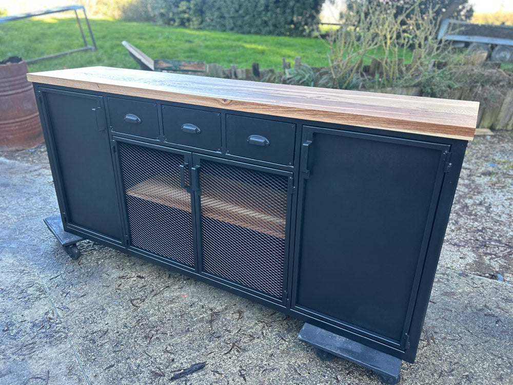 Meuble TV chêne brun sur mesure atelier brocantetendance