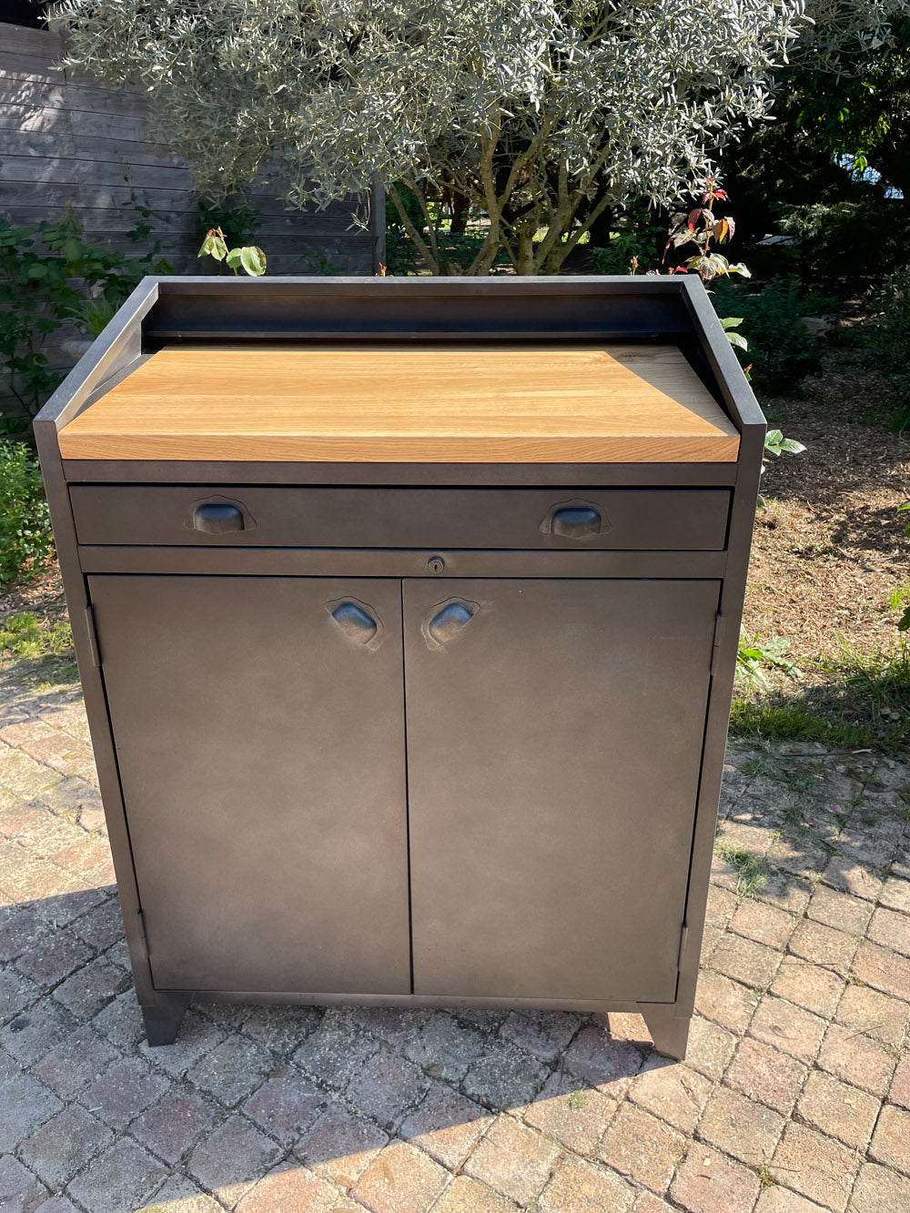 Buffet d'atelier métal et chêne Réf 4040