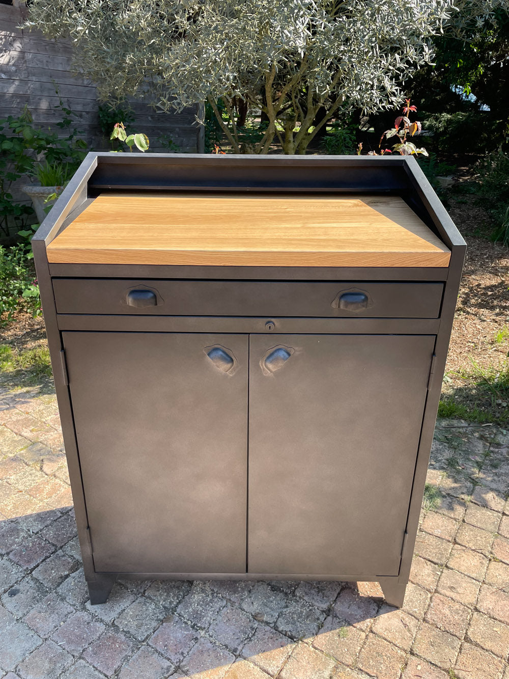 Buffet d'atelier métal et chêne Réf 4040