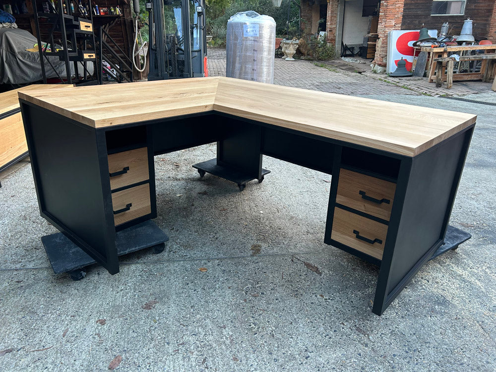 Bureau industriel chêne/anthracite Miranda Bureau industriel chêne/anthracite Miranda