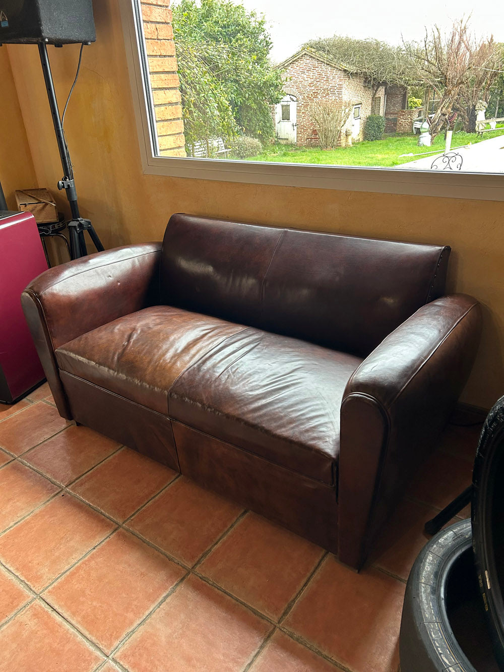 Canapé convertible Cuir Art Deco 1930/40