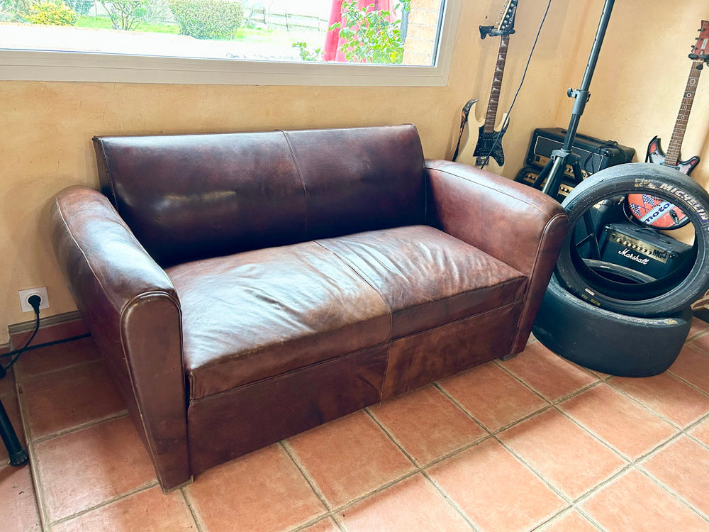 Canapé convertible Cuir Art Deco 1930/40