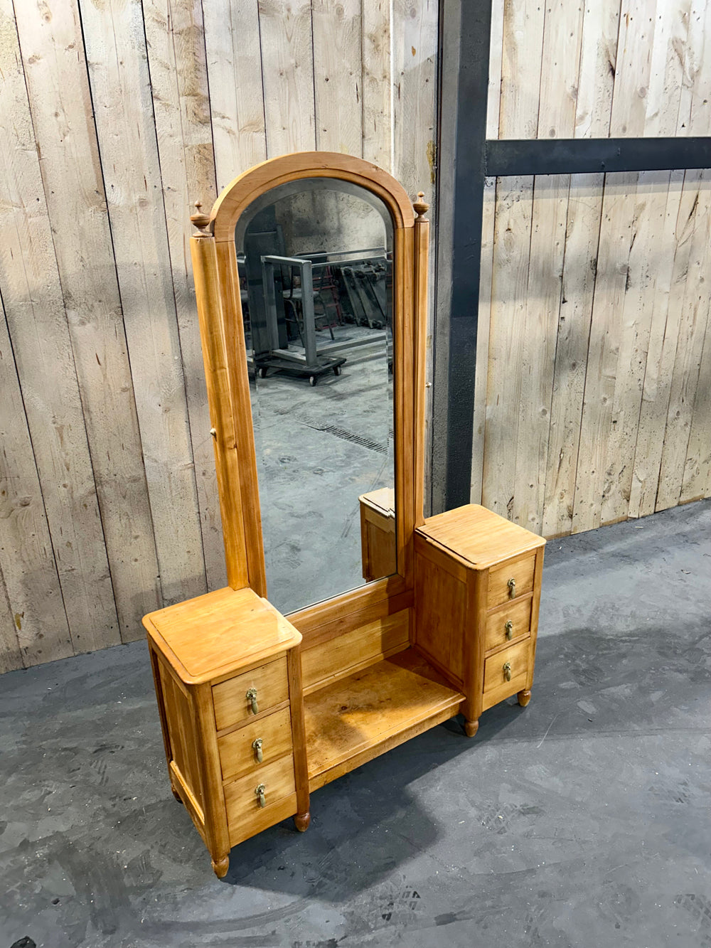 Coiffeuse avec Psyché Hêtre Massif 1900 6 Tiroirs