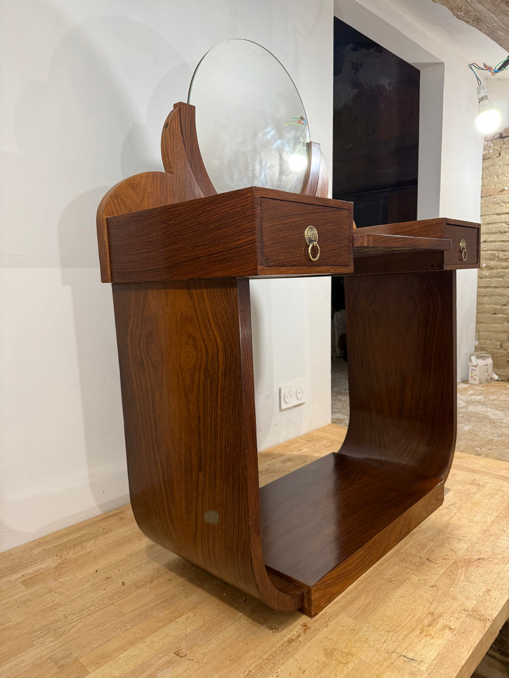 Coiffeuse Art Déco Vintage Palissandre 1930 Style Paquebot