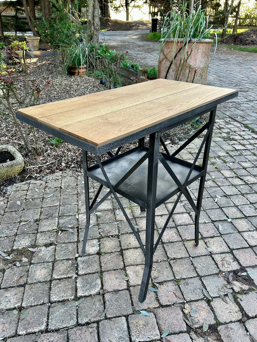 Console mètal et châtaignier Réf 4123