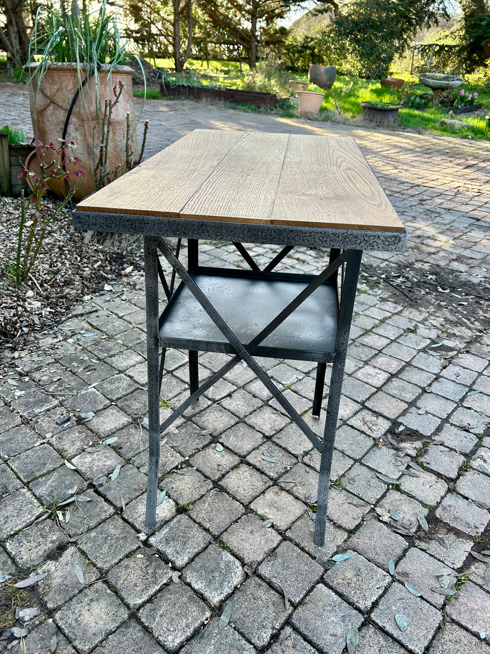 Console mètal et châtaignier Réf 4123