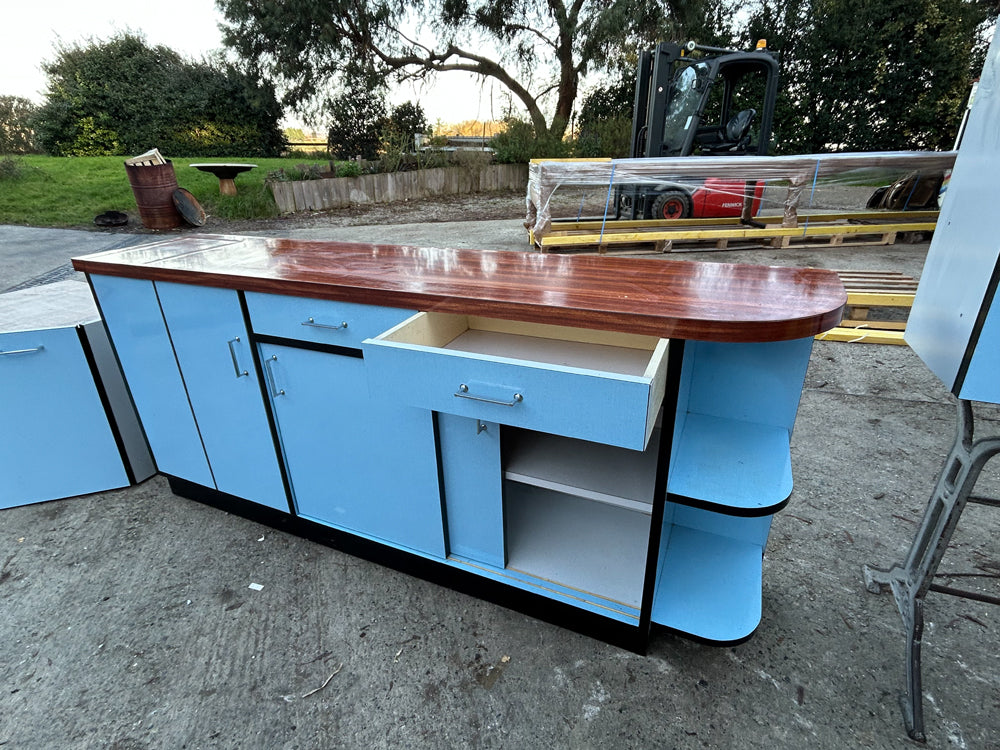 Buffet et Caisson cuisine Formica Bleu 1950 Réf 4362