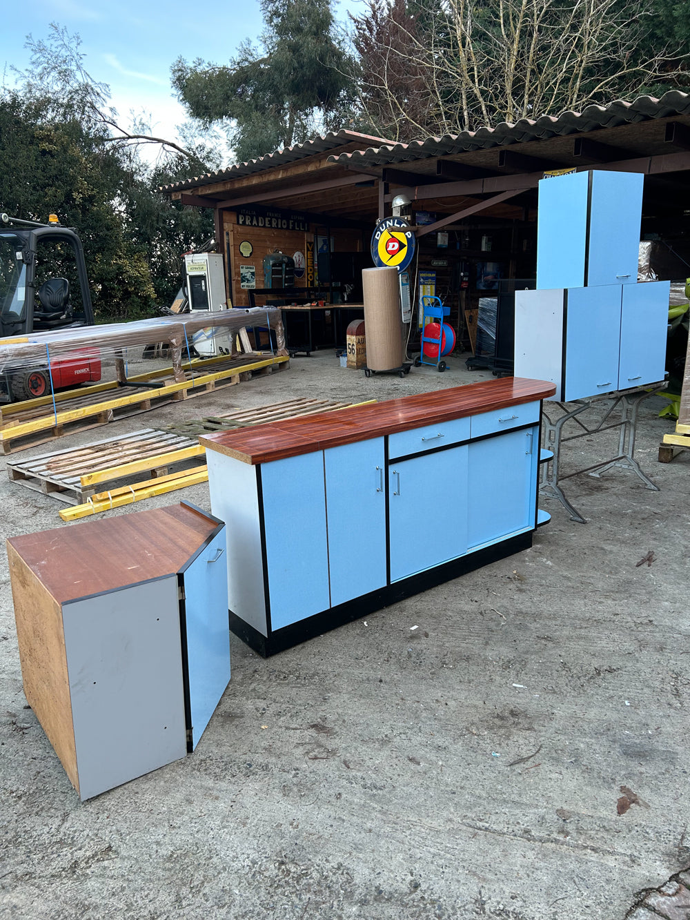 Buffet et Caisson cuisine Formica Bleu 1950 Réf 4362