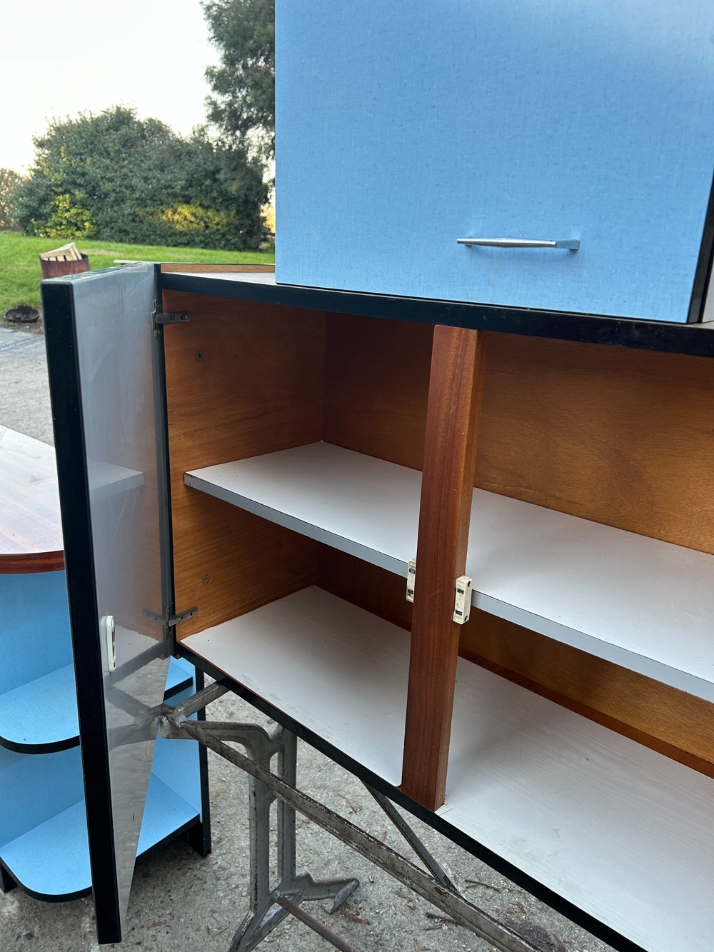 Buffet et Caisson cuisine Formica Bleu 1950 Réf 4362