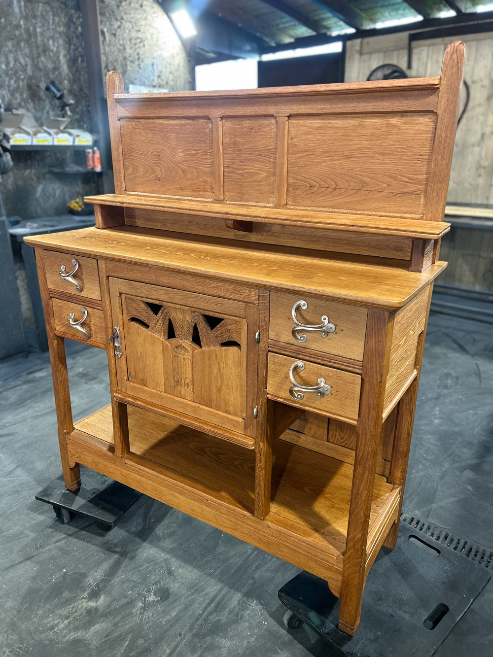 Desserte Art Nouveau Chêne Massif 1900/1920 Restaurée
