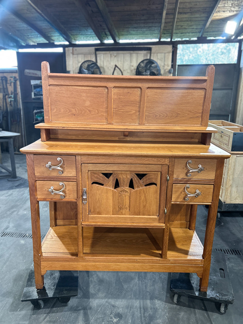 Desserte Art Nouveau Chêne Massif 1900/1920 Restaurée