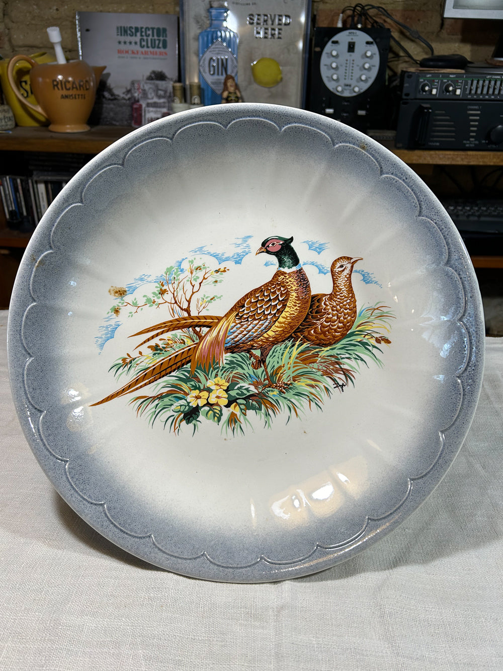 Grand plat ceramique Italien décor Faisans réf 4181