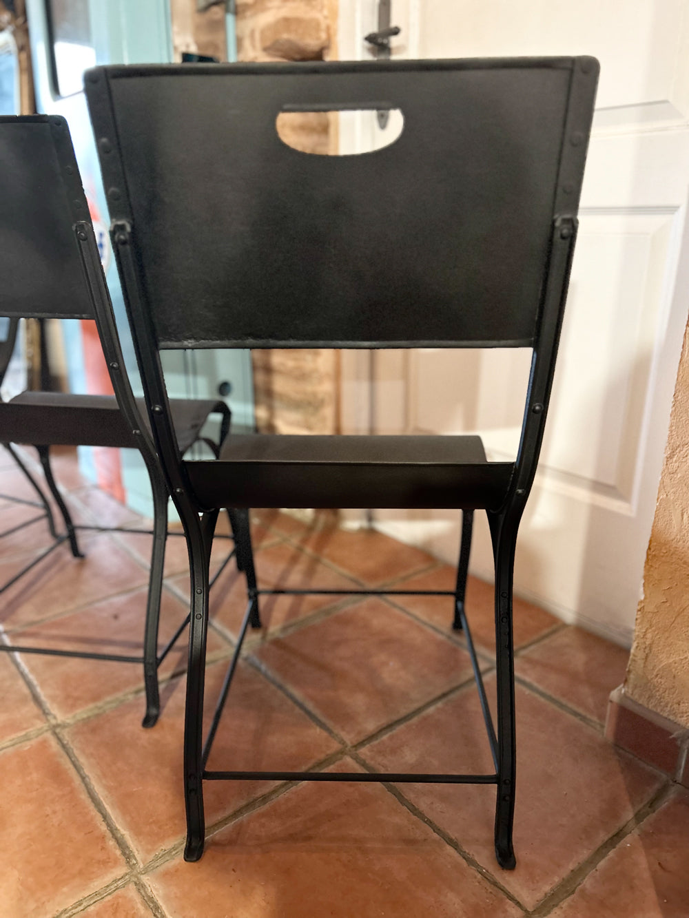 Lot de 3 chaises métal rivetées 1930 Réf 4142