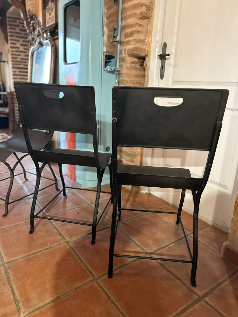 Lot de 3 chaises métal rivetées 1930 Réf 4142