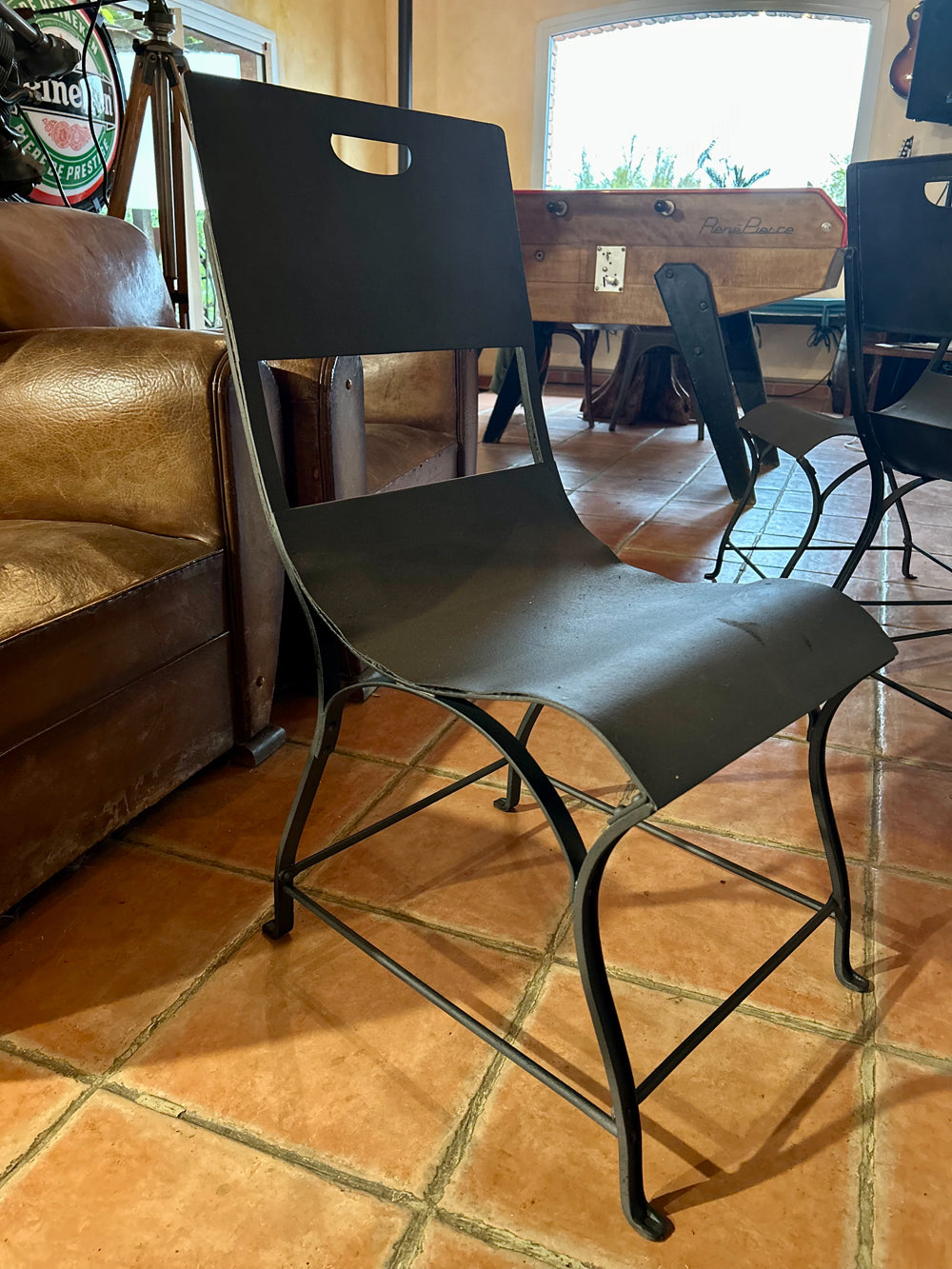 Lot de 3 chaises métal rivetées 1930 Réf 4142