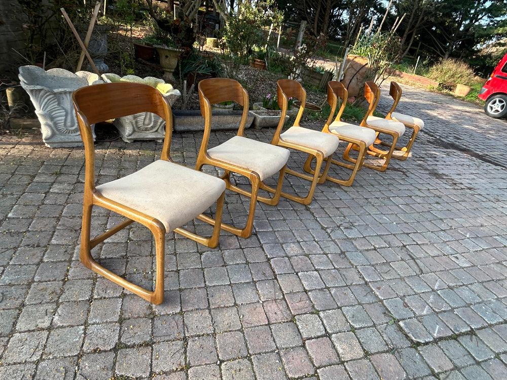 Lot de chaises traineau Baumann 1960 Réf 4445