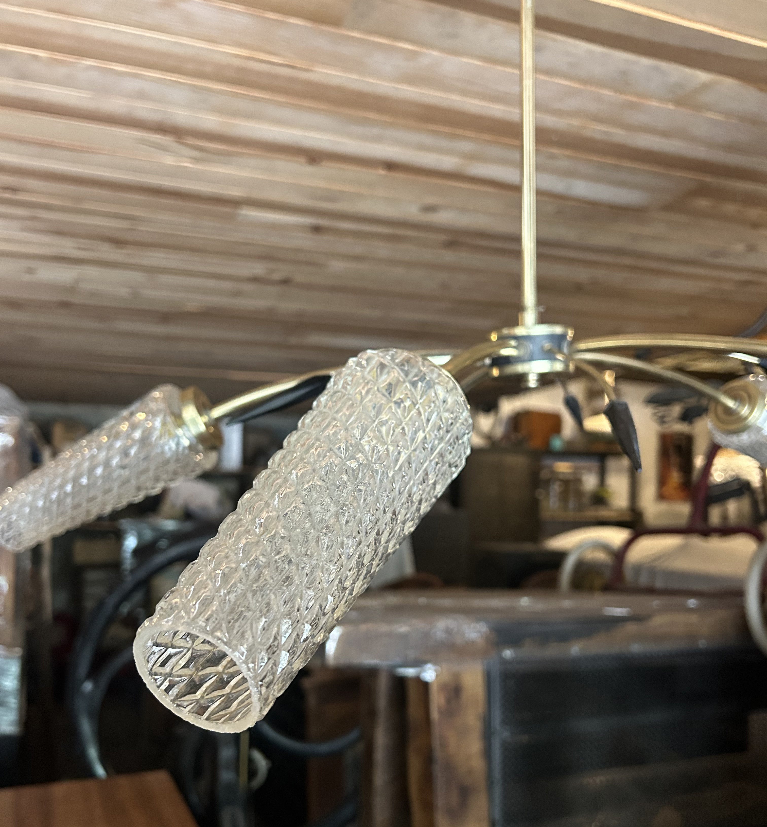 Lustre 5 branches laiton 1950