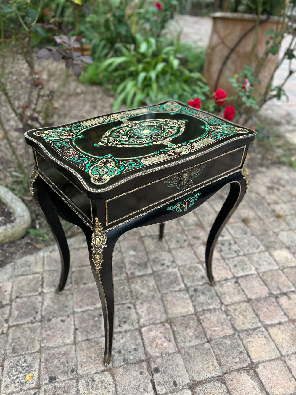 Travailleuse Style Boulle Époque Napoléon III Marqueterie
