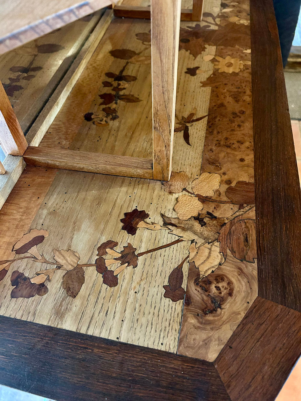 Meuble d'Entrée Marqueté Art Nouveau 1900 Belle Époque