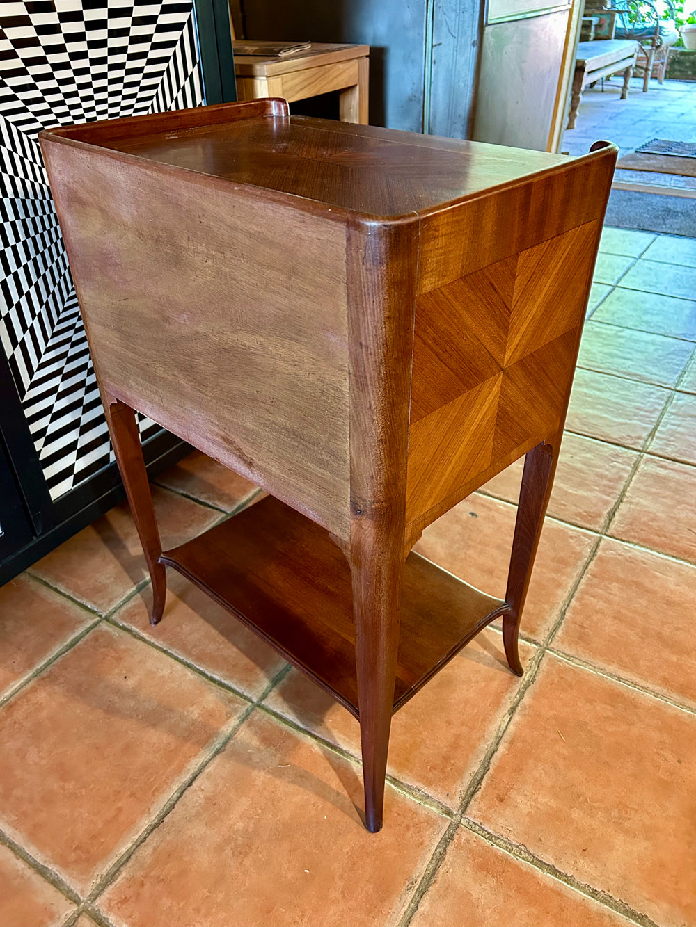 Meuble d'Appoint Style Louis XV Marqueterie Noyer