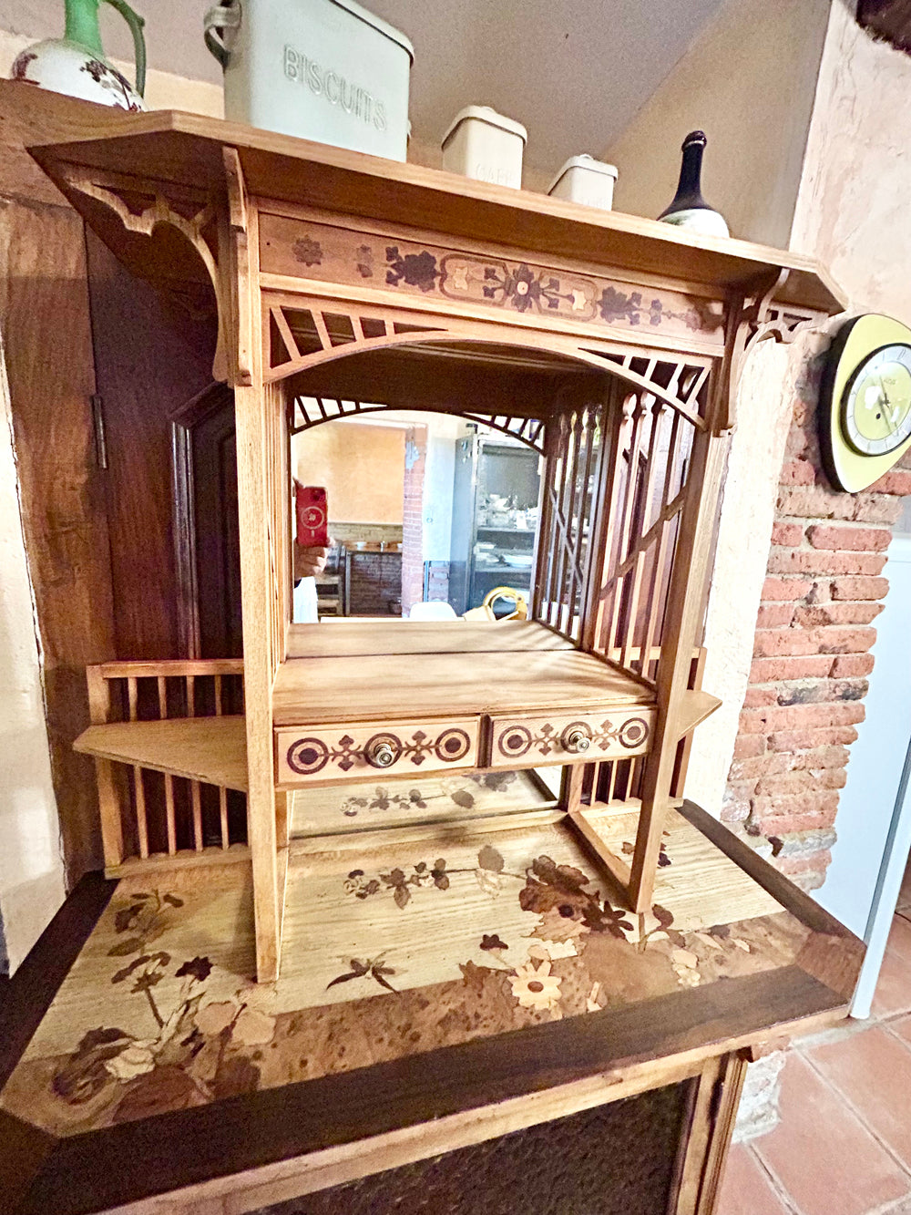 Meuble d'entrée marqueté Art Nouveau 1900 - Réf 4583