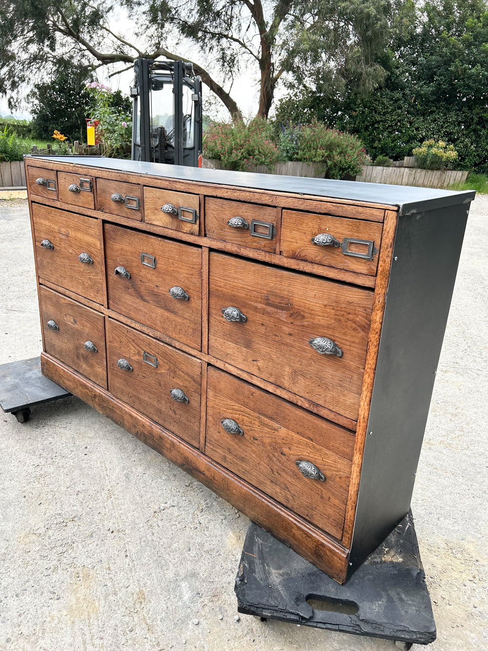 Meuble de métier en chêne 12 tiroirs réf 4495