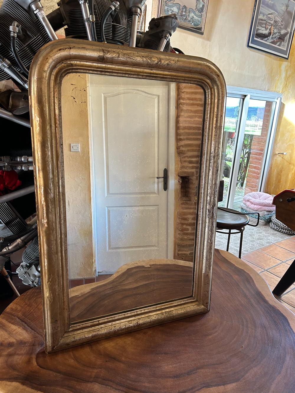 Miroir Louis Philippe bois et stuc dorè Réf 4183