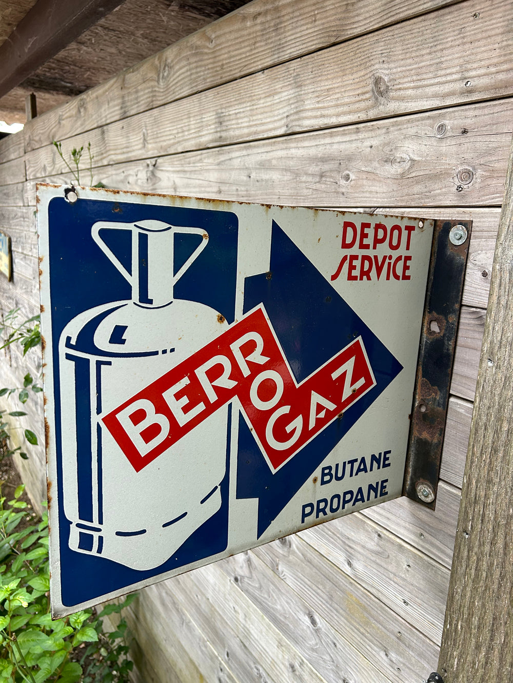 Plaque émaillée double face " BERROGAZ" Réf 4500