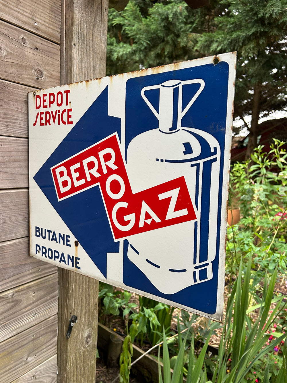 Plaque émaillée double face " BERROGAZ" Réf 4500