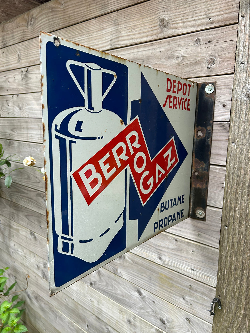 Plaque émaillée double face " BERROGAZ" Réf 4500