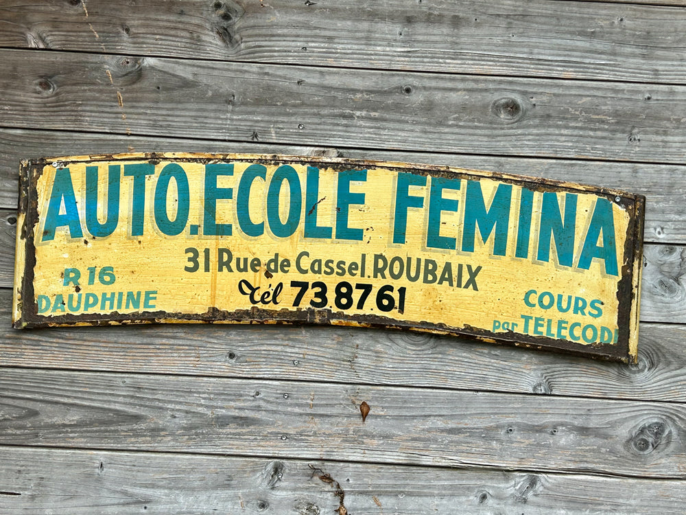 Plaque tôle peinte recto verso " Auto-Ecole " 1960 Réf 4443