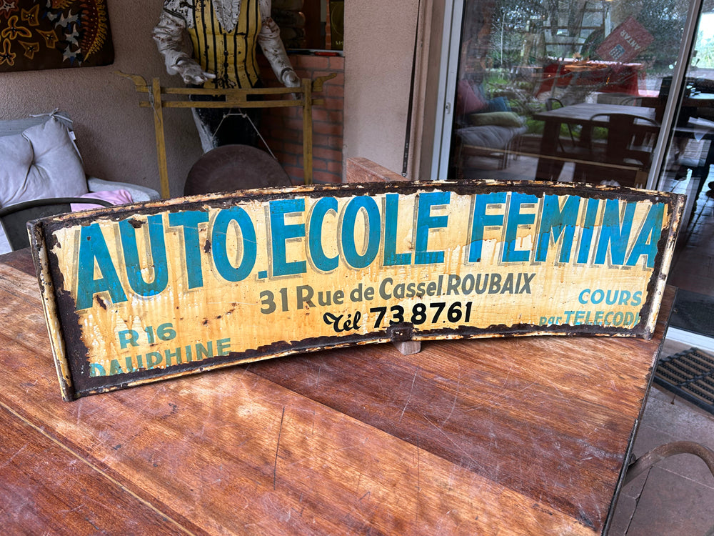 Plaque tôle peinte recto verso " Auto-Ecole " 1960 Réf 4443