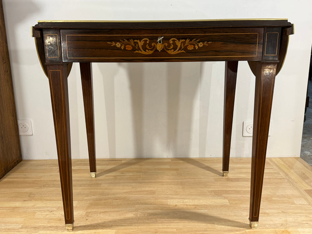 Table à Oreille 19ème Style Louis XVI - Meuble Salon Acajou Marqueterie réf 4478