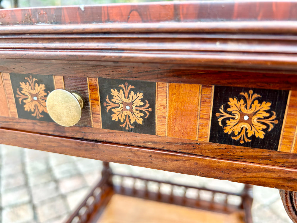 Table d'Appoint Napoléon III Marbre Griotte Acajou