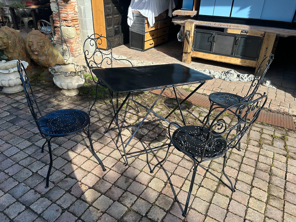 Ensemble de Jardin Table Chaises Forgées 1950